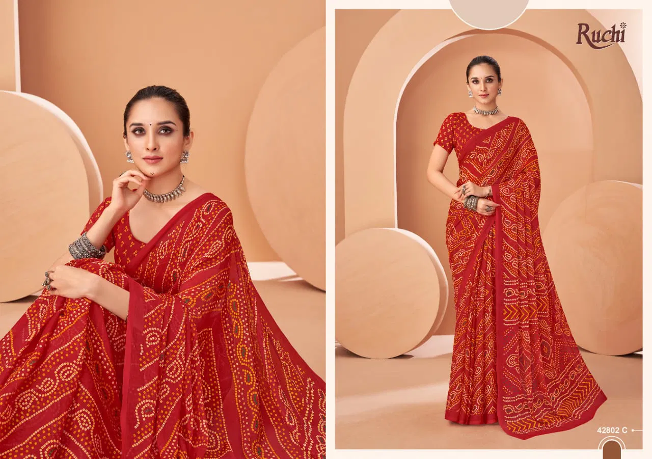 Star Chiffon 195 By Ruchi Chiffon Daily Wear Sarees Wholesale Market In Surat With Price